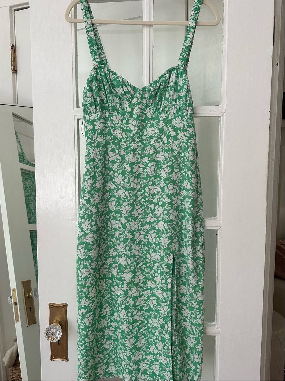 Green Floral Midi Dress with slit